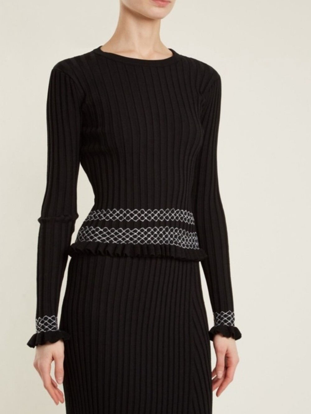 ALTUZARRA • Malou Embroidered Ribbed Knit Sweater in Black